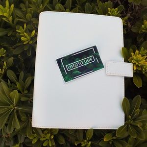 A5 White leather planner cover binder